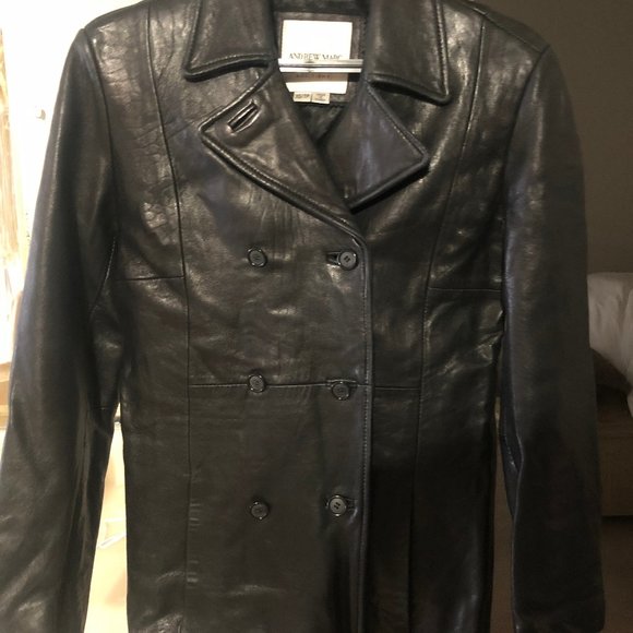 Andrew Marc Butter-Soft Leather Double Breasted Jacket- Size XS